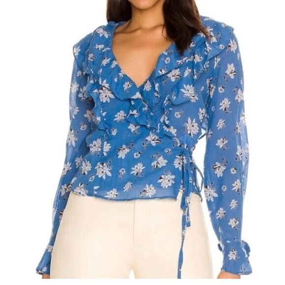Free People Amanda Ruffle Top in Cool Combo - Picture 3 of 13